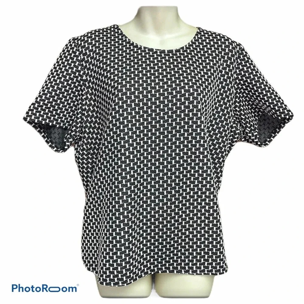 NY Collection black/white career blouse size XL